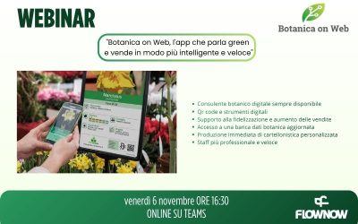 Webinar “BOTANICA ON WEB, l’app che parla green e vende in modo più intelligente e veloce”